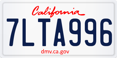 CA license plate 7LTA996