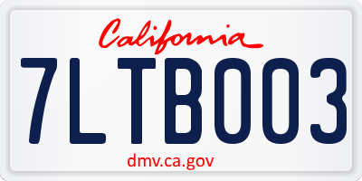 CA license plate 7LTB003