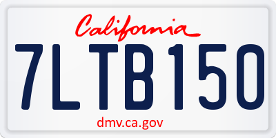 CA license plate 7LTB150