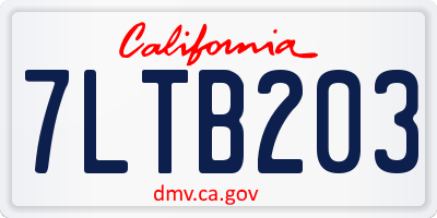 CA license plate 7LTB203
