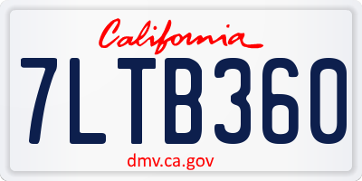 CA license plate 7LTB360