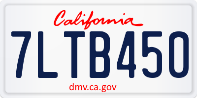 CA license plate 7LTB450