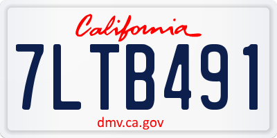 CA license plate 7LTB491