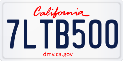 CA license plate 7LTB500