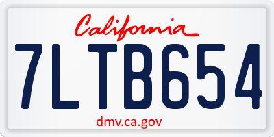 CA license plate 7LTB654