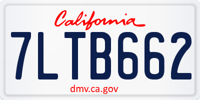CA license plate 7LTB662