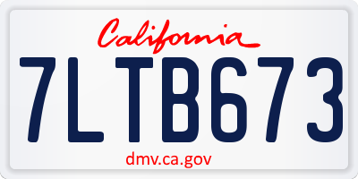CA license plate 7LTB673