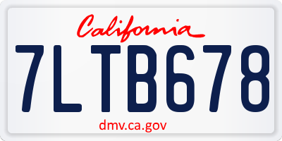 CA license plate 7LTB678