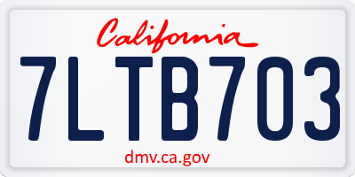 CA license plate 7LTB703