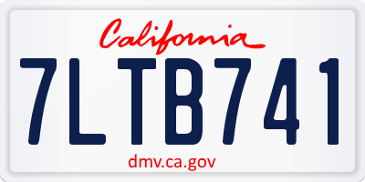 CA license plate 7LTB741