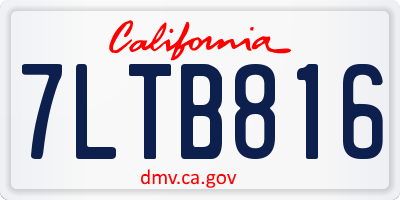CA license plate 7LTB816