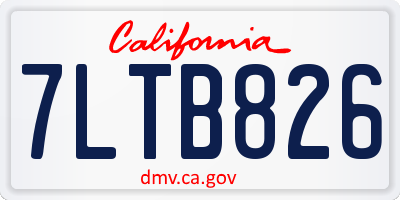 CA license plate 7LTB826