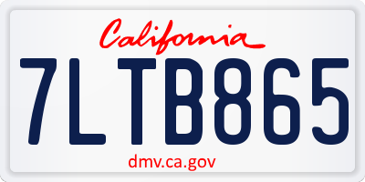 CA license plate 7LTB865