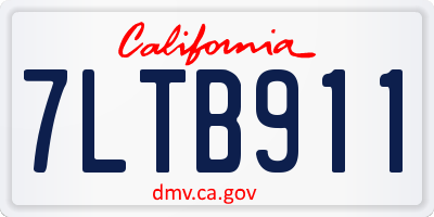 CA license plate 7LTB911