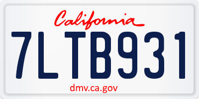 CA license plate 7LTB931