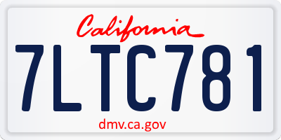 CA license plate 7LTC781