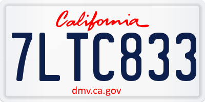 CA license plate 7LTC833