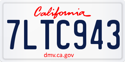 CA license plate 7LTC943