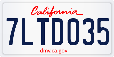 CA license plate 7LTD035