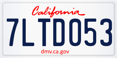 CA license plate 7LTD053