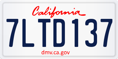 CA license plate 7LTD137