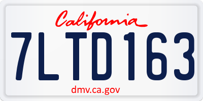 CA license plate 7LTD163