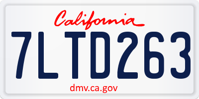 CA license plate 7LTD263