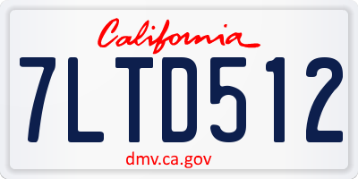 CA license plate 7LTD512