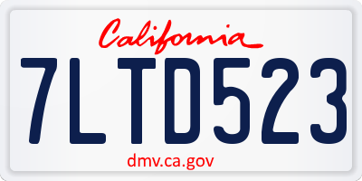 CA license plate 7LTD523