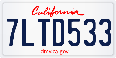 CA license plate 7LTD533