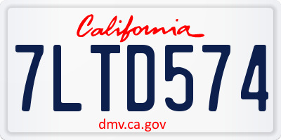 CA license plate 7LTD574