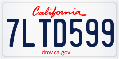 CA license plate 7LTD599