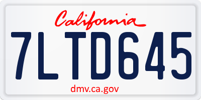 CA license plate 7LTD645