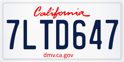CA license plate 7LTD647