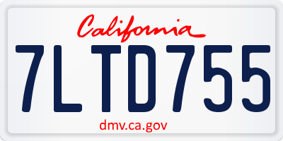 CA license plate 7LTD755