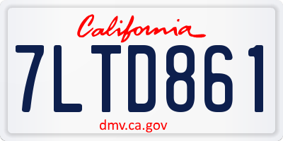 CA license plate 7LTD861