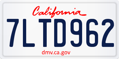 CA license plate 7LTD962