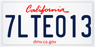 CA license plate 7LTE013