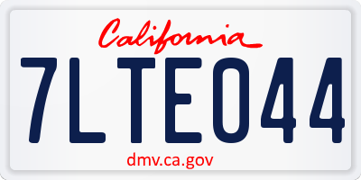 CA license plate 7LTE044