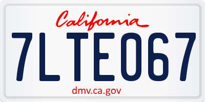 CA license plate 7LTE067