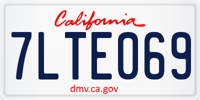 CA license plate 7LTE069