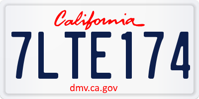 CA license plate 7LTE174