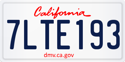 CA license plate 7LTE193
