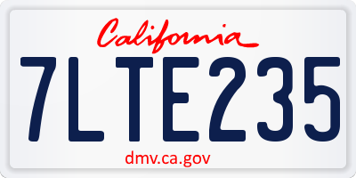 CA license plate 7LTE235