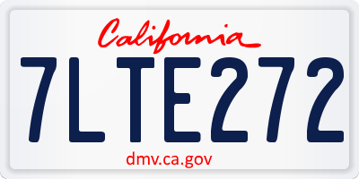 CA license plate 7LTE272