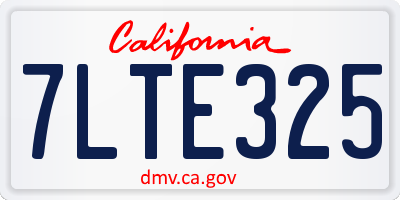 CA license plate 7LTE325