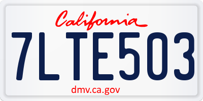 CA license plate 7LTE503