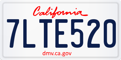 CA license plate 7LTE520
