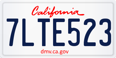 CA license plate 7LTE523