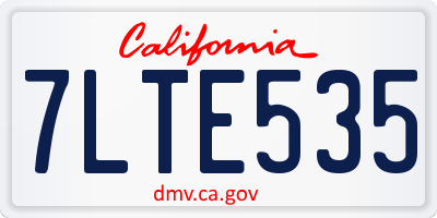 CA license plate 7LTE535